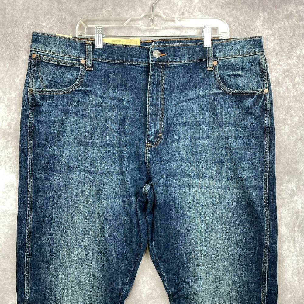 Wrangler Retro  Relaxed Boot Cut Jeans Mens 42x34 Blue Dark Faded Wash New NWT - Picture 3 of 13